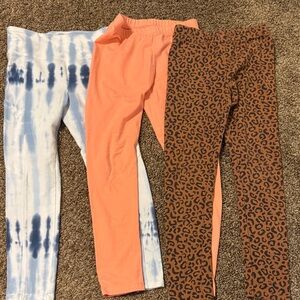 Jumping Beans Blue Tie-Dye, Peach, and Brown Leopard Leggings